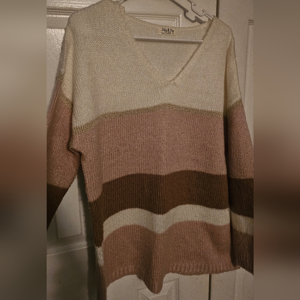 JOLIE & JOY V-NECK, LONG SLEEVE SWEATER, SIZE 1X